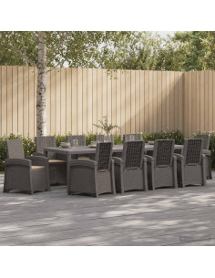 Set da Pranzo per Giardino 11 pz Grigio chiaro e Tortora PP