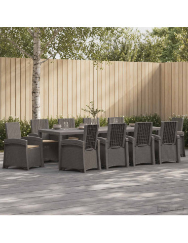 Set da Pranzo per Giardino 11 pz Grigio chiaro e Tortora PP