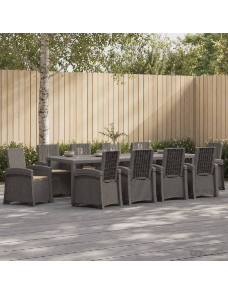 Set da Pranzo per Giardino 11 pz Grigio chiaro e Tortora PP