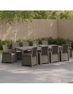 Set da Pranzo per Giardino 11 pz Grigio Chiaro PP