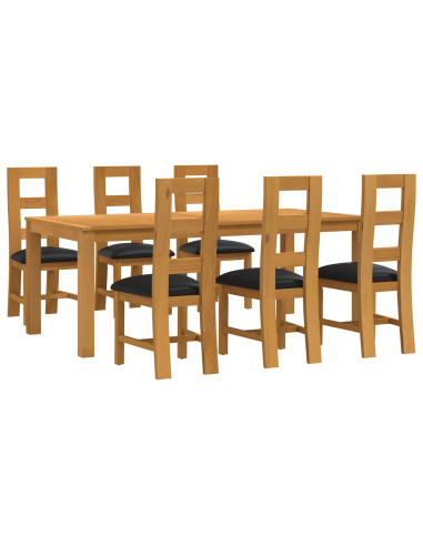 Set da pranzo 7 pz Nero Legno di Quercia Massello