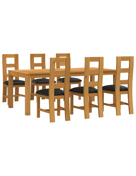 Set da pranzo 7 pz Nero Legno di Quercia Massello
