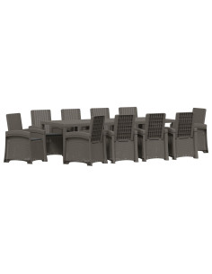 Set da Pranzo per Giardino 11 pz Grigio chiaro e Antracite PP 2
