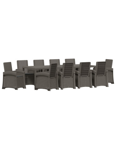 Set da Pranzo per Giardino 11 pz Grigio chiaro e Antracite PP