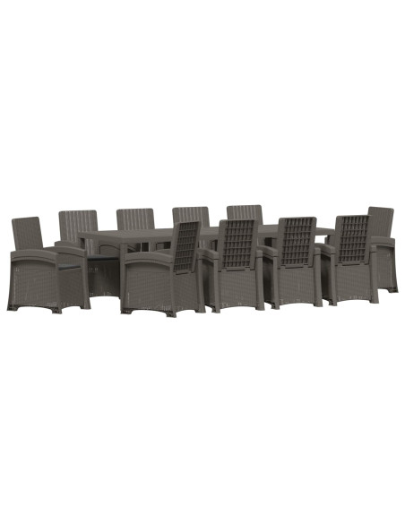 Set da Pranzo per Giardino 11 pz Grigio chiaro e Antracite PP