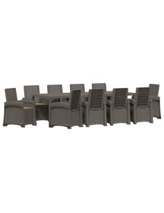Set da Pranzo per Giardino 11 pz Grigio chiaro e Tortora PP 2