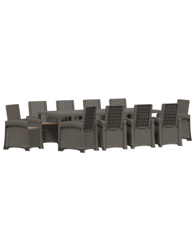 Set da Pranzo per Giardino 11 pz Grigio chiaro e Tortora PP