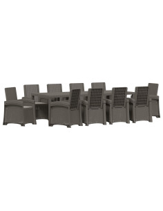 Set da Pranzo per Giardino 11 pz Grigio Chiaro PP 2