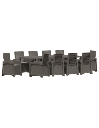Set da Pranzo per Giardino 11 pz Grigio Chiaro PP