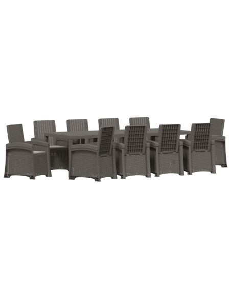 Set da Pranzo per Giardino 11 pz Grigio Chiaro PP