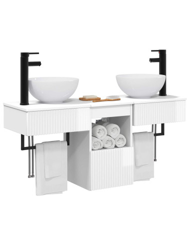 Set di mobili per il bagno 3 pz Bianco Lucido
