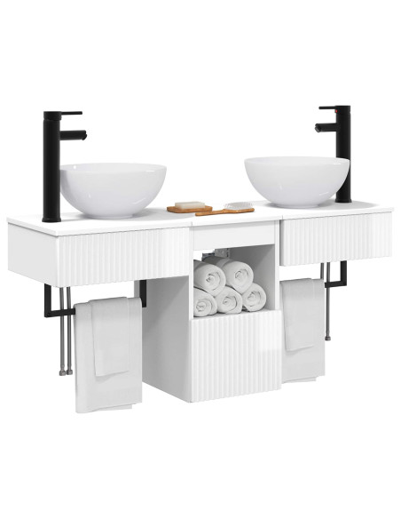 Set di mobili per il bagno 3 pz Bianco Lucido