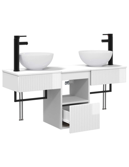 Set di mobili per il bagno 3 pz Bianco Lucido