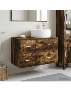 Set di mobili per il bagno 2 pz Rovere Fumo