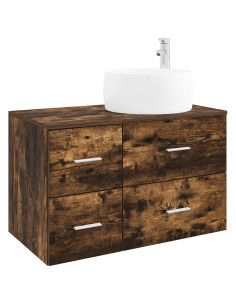 Set di mobili per il bagno 2 pz Rovere Fumo 2