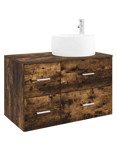 Set di mobili per il bagno 2 pz Rovere Fumo