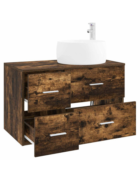 Set di mobili per il bagno 2 pz Rovere Fumo