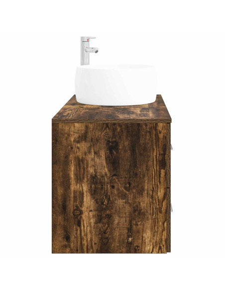 Set di mobili per il bagno 2 pz Rovere Fumo