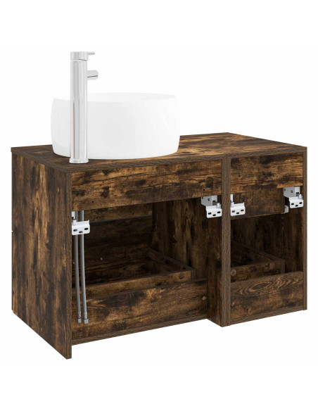 Set di mobili per il bagno 2 pz Rovere Fumo