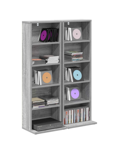 Mobile per CD 2 pz Sonoma grigio 33 x 23,5 x 97,5 cm