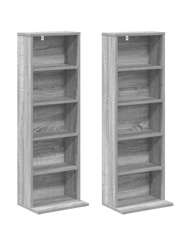 Mobile per CD 2 pz Sonoma grigio 33 x 23,5 x 97,5 cm