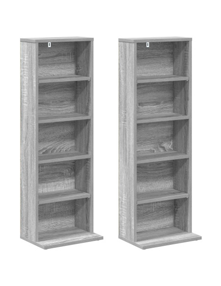 Mobile per CD 2 pz Sonoma grigio 33 x 23,5 x 97,5 cm