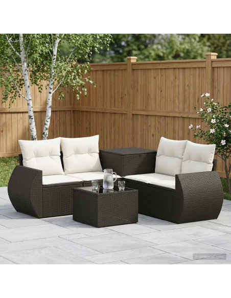 Set di divani 6 pz Nero e Bianco Crema