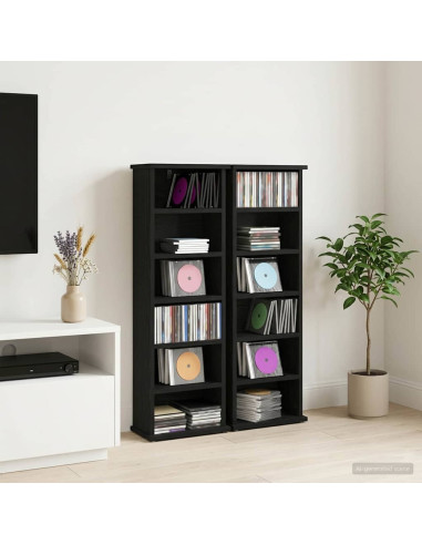 Mobile per CD 2 pz Rovere Nero 60 x 17 x 92 cm
