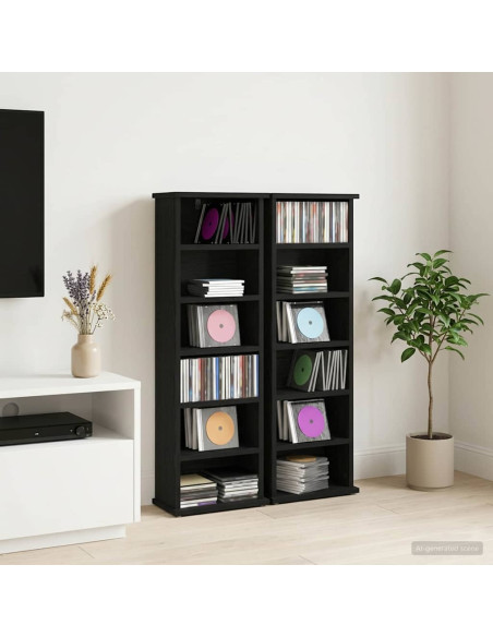 Mobile per CD 2 pz Rovere Nero 60 x 17 x 92 cm