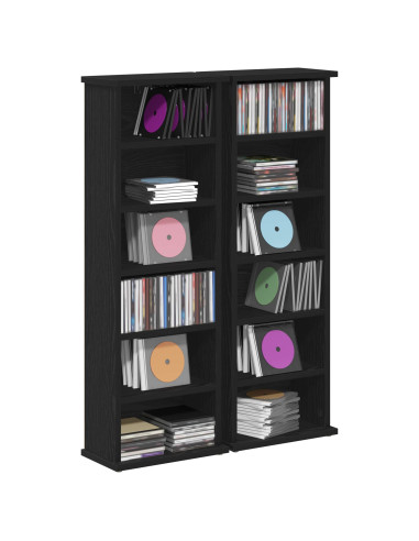 Mobile per CD 2 pz Rovere Nero 60 x 17 x 92 cm
