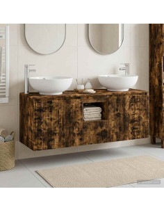 Set di Armadi da Bagno 3 pz Rovere Fumo 49,5 x 44,5 x 65 cm