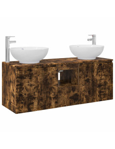 Set di Armadi da Bagno 3 pz Rovere Fumo 49,5 x 44,5 x 65 cm 2