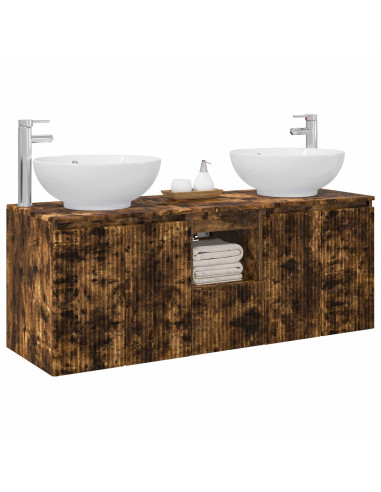 Set di Armadi da Bagno 3 pz Rovere Fumo 49,5 x 44,5 x 65 cm