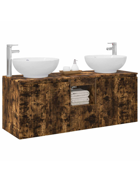 Set di Armadi da Bagno 3 pz Rovere Fumo 49,5 x 44,5 x 65 cm