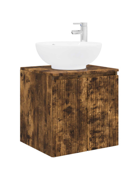 Set di Armadi da Bagno 3 pz Rovere Fumo 49,5 x 44,5 x 65 cm