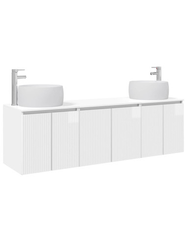 Set di Armadi da Bagno 3 pz Bianco Lucido 49,5 x 44,5 x 66 cm