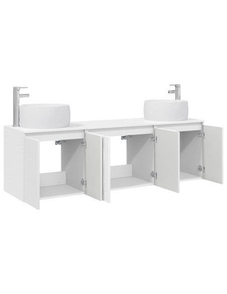 Set di Armadi da Bagno 3 pz Bianco Lucido 49,5 x 44,5 x 66 cm