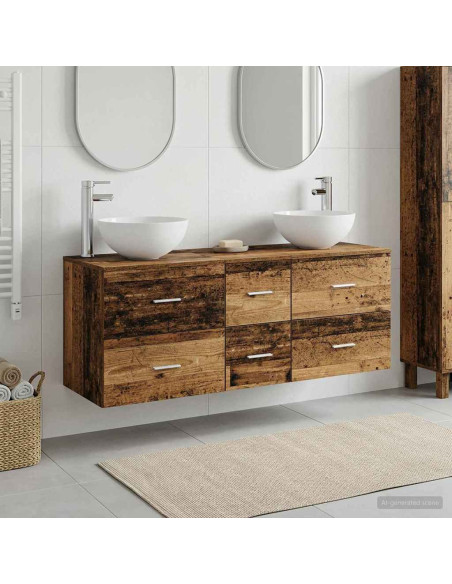 Set di Armadi da Bagno 3 pz Legno antico 49,5 x 35 x 63 cm