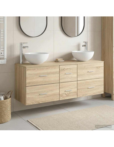 Set di Armadi da Bagno 3 pz Rovere Sonoma 49,5 x 35 x 63 cm