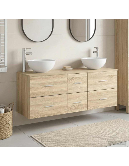 Set di Armadi da Bagno 3 pz Rovere Sonoma 49,5 x 35 x 63 cm