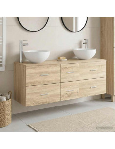 Set di Armadi da Bagno 3 pz Rovere Sonoma 49,5 x 41 x 64,5 cm