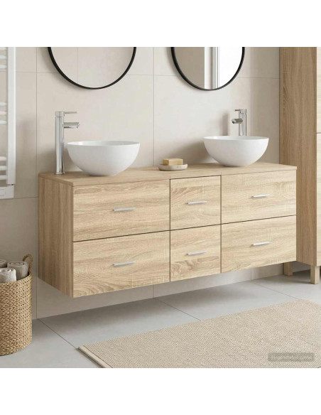 Set di Armadi da Bagno 3 pz Rovere Sonoma 49,5 x 41 x 64,5 cm