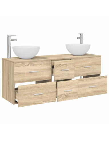 Set di Armadi da Bagno 3 pz Rovere Sonoma 49,5 x 41 x 64,5 cm