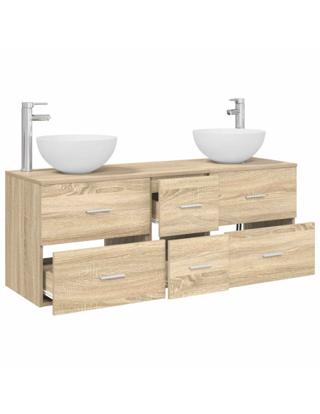 Set di Armadi da Bagno 3 pz Rovere Sonoma 49,5 x 41 x 64,5 cm