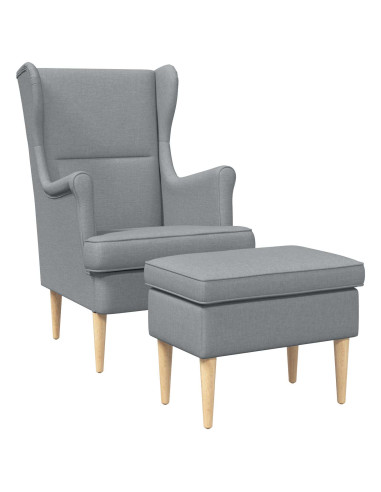 Poltrona con Ottomano 2 pz Grigio Chiaro Tessuto