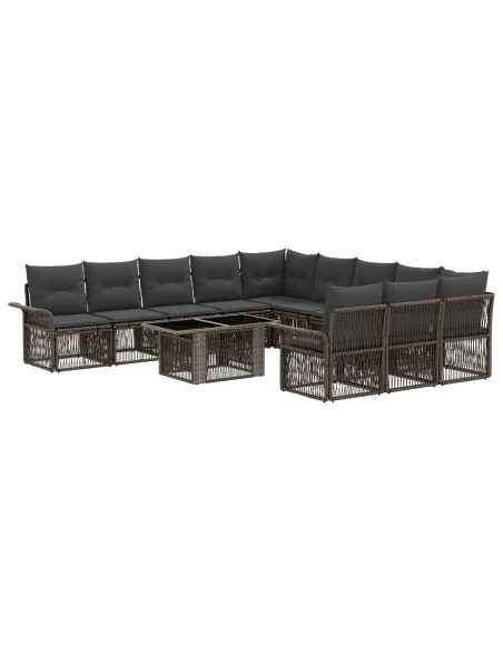 Set Divano da Giardino 12 pz Grigio e Grigio Scuro polyrattan
