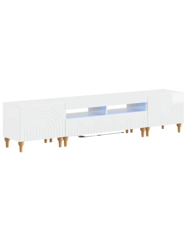 Mobile TV LED a 3 pezzi Bianco Lucido Legno ingegnerizzato