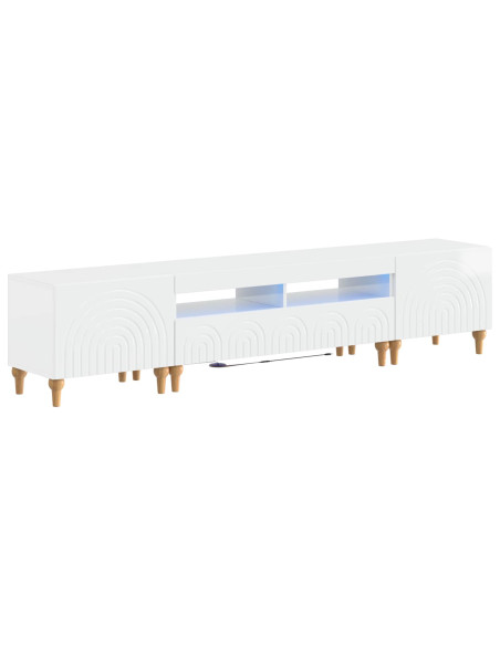 Mobile TV LED a 3 pezzi Bianco Lucido Legno ingegnerizzato