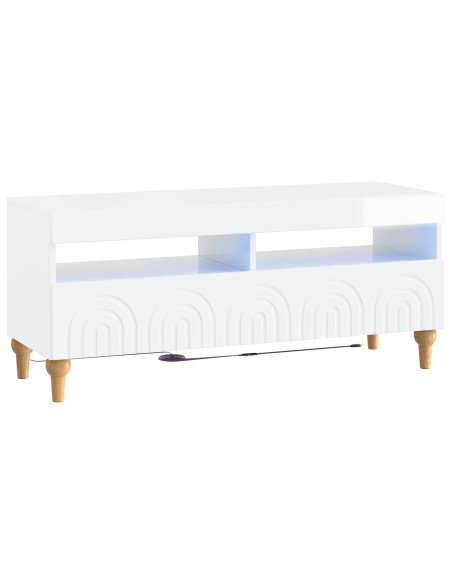 Mobile TV LED a 3 pezzi Bianco Lucido Legno ingegnerizzato