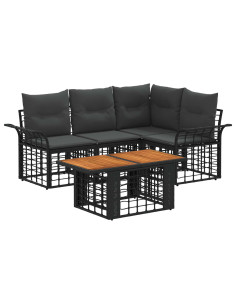 Set Divano da Giardino 5 pz Nero e Grigio scuro polyrattan 2